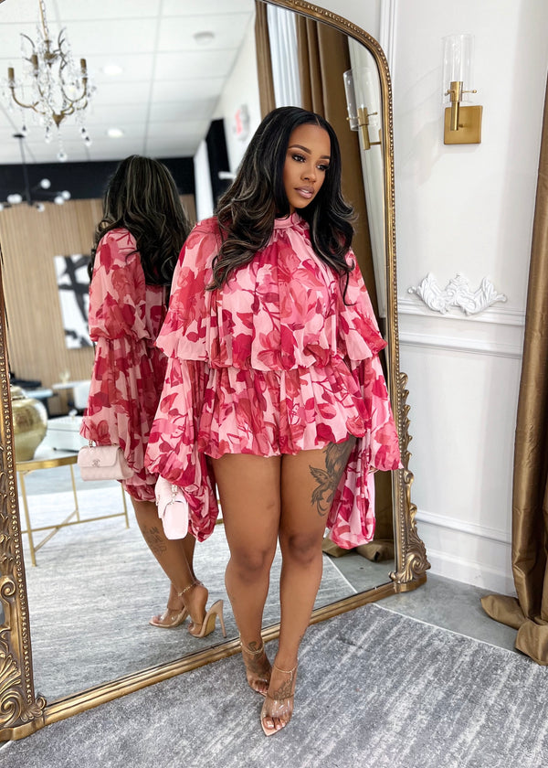 Luxury girl print romper(pink)