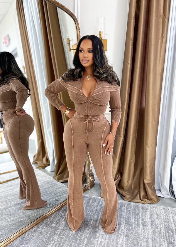 Move aside pants set(mocha)