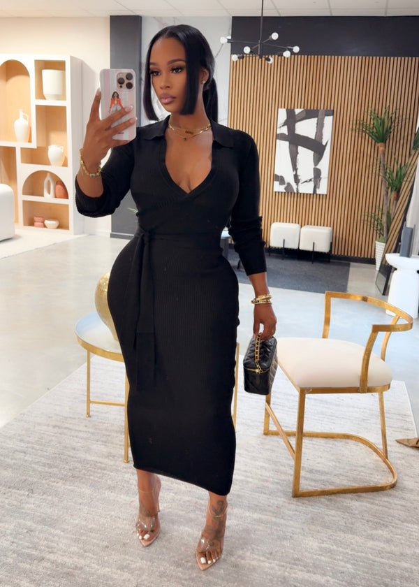 Chelsea midi dress(black)