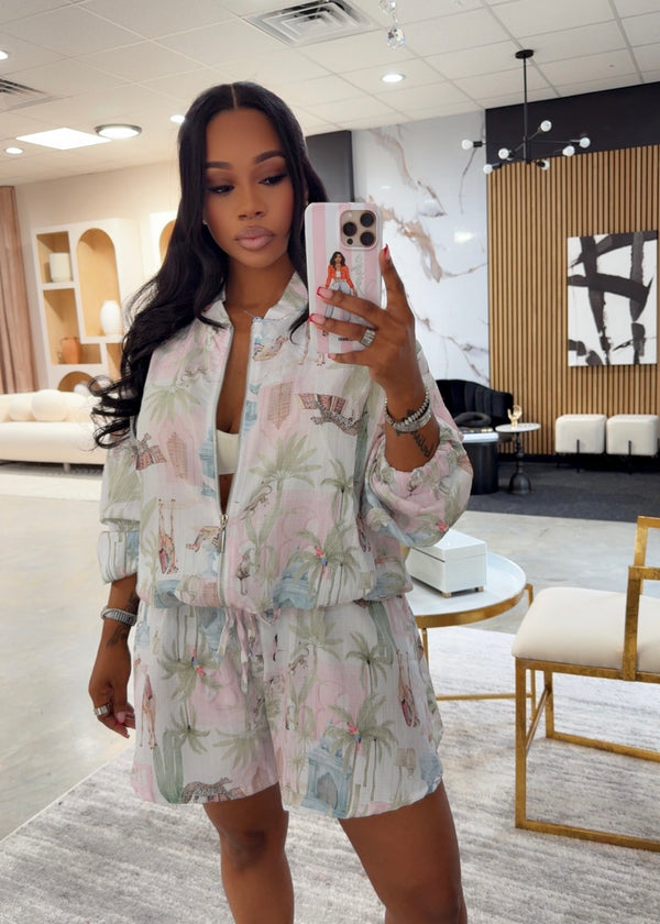 Shore thing short set(blush/olive)