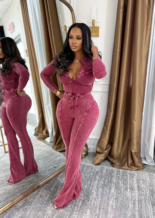 Move aside pants set(burgundy)