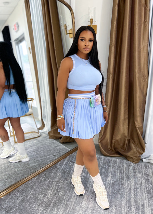 Perfect timing skirt set(berry blue)