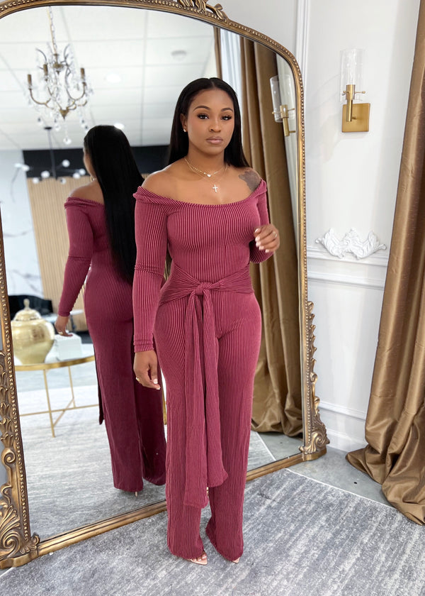 Give me a reason jumpsuit( burgundy)