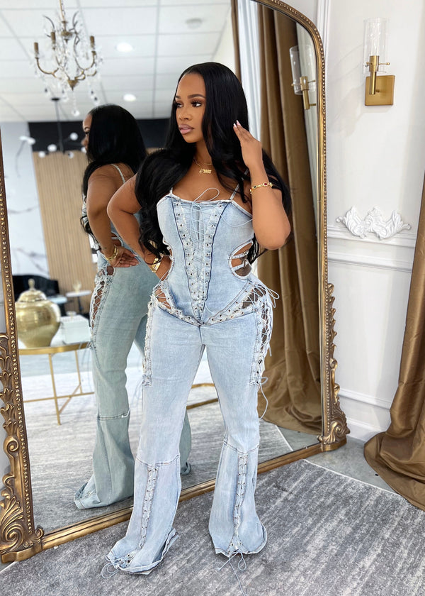 Favored lace up jumpsuit