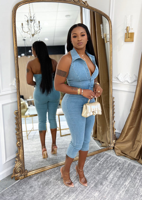 Divine Capri jumpsuit(lt denim)